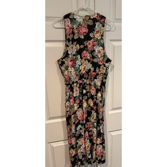 Vintage 90's R.J. Stevens floral sleeveless Maxi Dress Pockets Cottagecore - Picture 7 of 8